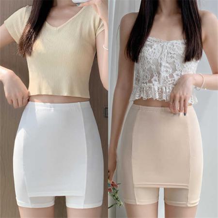 BY15750# 冰丝安全裤女隔层打底裤防走光夏季无痕不卷边保险大码短裤女  服裝批發女裝批發服飾貨源