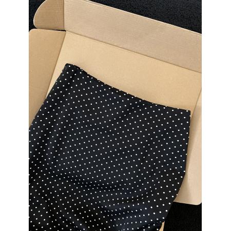 BY15766# 复古波点荷叶边半身裙女春季高腰设计感小众不规则包臀裙鱼尾裙子  服裝批發女裝批發服飾貨源