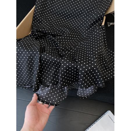 BY15766# 复古波点荷叶边半身裙女春季高腰设计感小众不规则包臀裙鱼尾裙子  服裝批發女裝批發服飾貨源