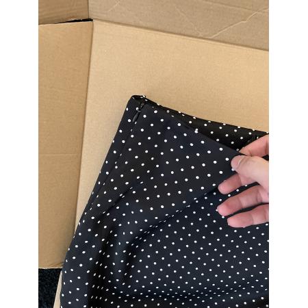 BY15766# 复古波点荷叶边半身裙女春季高腰设计感小众不规则包臀裙鱼尾裙子  服裝批發女裝批發服飾貨源