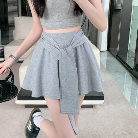 BY15772# 夏季新款女设计感绑带半身裙高腰显瘦遮胯A字短款伞裙  服裝批發女裝批發服飾貨源