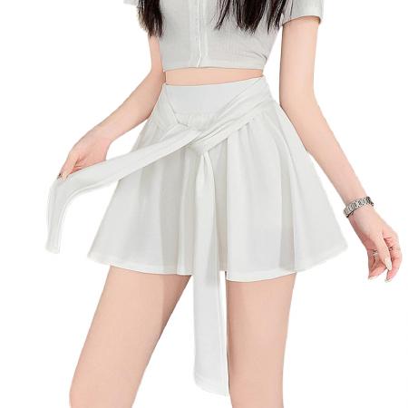 BY15772# 夏季新款女设计感绑带半身裙高腰显瘦遮胯A字短款伞裙  服裝批發女裝批發服飾貨源