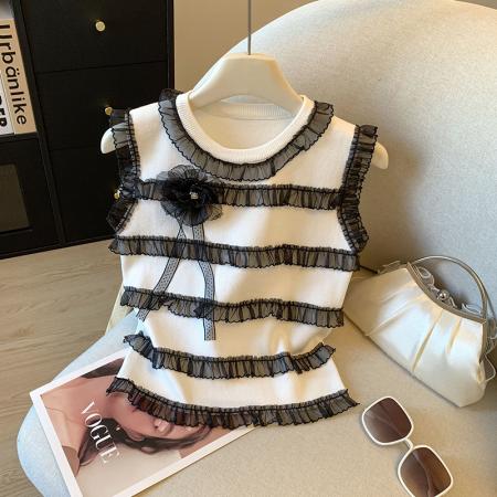 BY15793# 立体花朵无袖吊带背心女夏季新款设计感小众别致上衣  服裝批發女裝批發服飾貨源