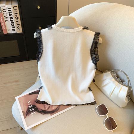 BY15793# 立体花朵无袖吊带背心女夏季新款设计感小众别致上衣  服裝批發女裝批發服飾貨源