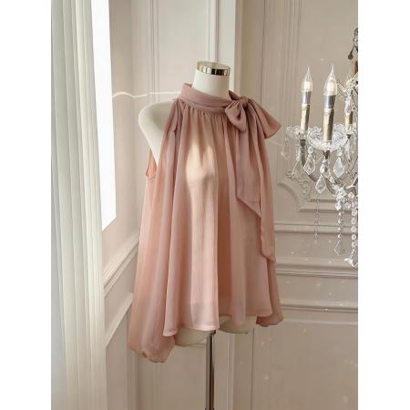 BY15799# 独特漂亮设计感蝴蝶结衬衫女夏季小众显瘦露肩雪纺衫  服裝批發女裝批發服飾貨源