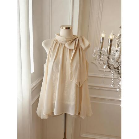 BY15799# 独特漂亮设计感蝴蝶结衬衫女夏季小众显瘦露肩雪纺衫  服裝批發女裝批發服飾貨源