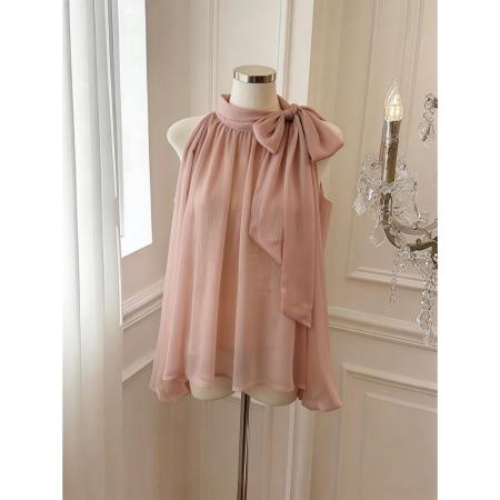 BY15799# 独特漂亮设计感蝴蝶结衬衫女夏季小众显瘦露肩雪纺衫  服裝批發女裝批發服飾貨源