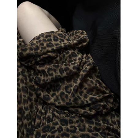 BY15806# 法式复古开叉豹纹半身裙女夏季新款甜酷辣妹风低腰包臀中长裙  服裝批發女裝批發服飾貨源