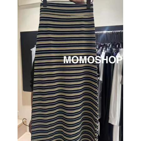 BY15807# 早春新款高腰显瘦时尚英伦风复古条纹半裙百搭中长款半身裙  服裝批發女裝批發服飾貨源