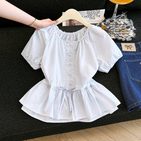 BY15809# 短袖衬衫女泡...