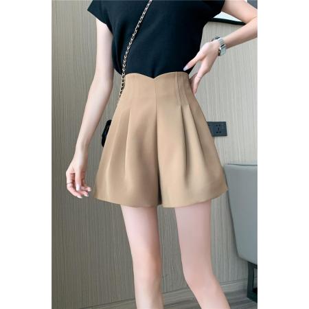 BY15820# 西装短裤女夏季薄款高腰显瘦小个子休闲宽松阔腿裤子A字裤子  服裝批發女裝批發服飾貨源