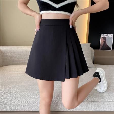 BY15822# 纯欲学院风百褶裙腰带高腰防走光A字半身裙百搭迷你裙短裙  服裝批發女裝批發服飾貨源