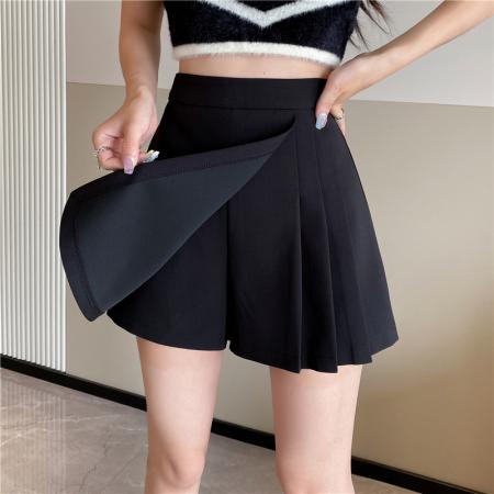 BY15822# 纯欲学院风百褶裙腰带高腰防走光A字半身裙百搭迷你裙短裙  服裝批發女裝批發服飾貨源