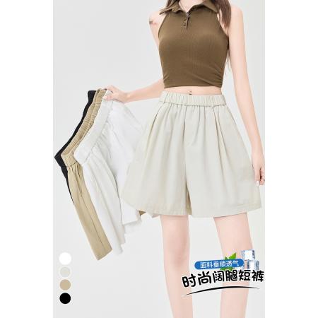 BY15826# 洗水棉运动短裤女款夏季新款外穿松紧腰a字显瘦休闲裤子  服裝批發女裝批發服飾貨源