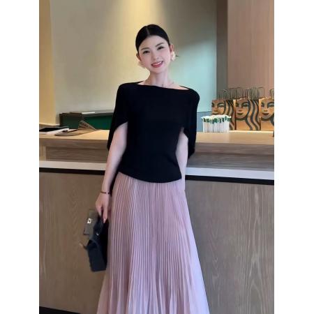 BY15845# 温柔绮梦夏季韩系女神斗篷设计感显瘦冰感气质时尚上衣+半裙  服裝批發女裝批發服飾貨源