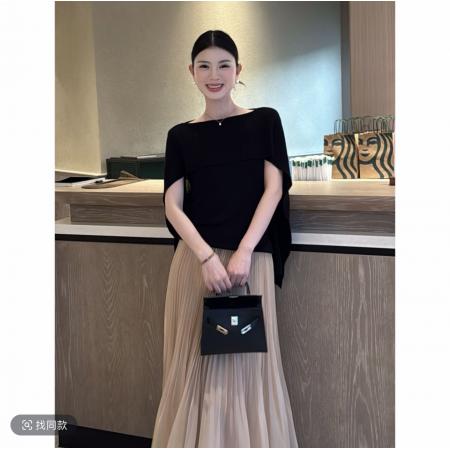 BY15845# 温柔绮梦夏季韩系女神斗篷设计感显瘦冰感气质时尚上衣+半裙  服裝批發女裝批發服飾貨源