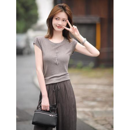 BY15849# 大喜自制｜轻呼吸T恤｜慵懒风天丝短袖t恤夏季新款内搭上衣女  服裝批發女裝批發服飾貨源