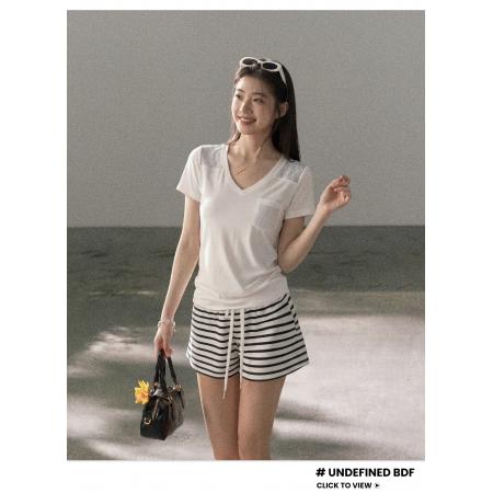 BY15864# 法式独特绝美蕾丝拼接木耳边褶皱上衣女小众设计感露肩短款衬衫夏  服裝批發女裝批發服飾貨源