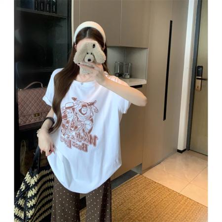 BY15892# 美式vintage玩具总动员胡迪巴斯光年夏季大码胖mm纯棉短袖t恤 服裝批發女裝批發服飾貨源