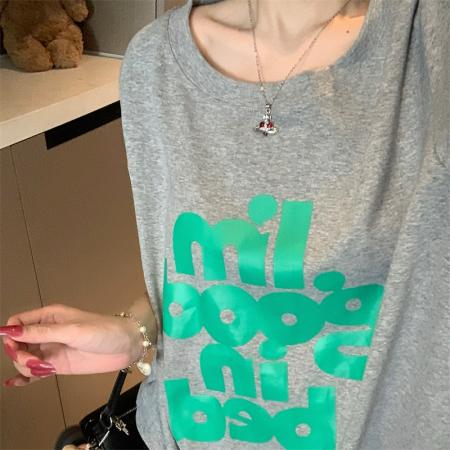 BY15893# 韩国东大门夏季新款大码胖mm正肩百搭舒适t恤字母纯棉短袖女 服裝批發女裝批發服飾貨源