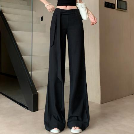 BY15907# 小众设计感米灰色直筒阔腿西装裤女春夏季通勤百搭显瘦休闲长裤 服裝批發女裝批發服飾貨源