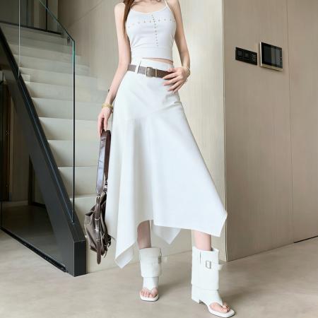 复古设计感不规则半身裙子女士春夏新款小众高腰显瘦a字半身伞裙 服裝批發女裝批發服飾貨源