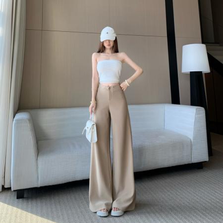 气质阔腿直筒复古老钱风西装裤女春夏新款高级显瘦百搭休闲裤 服裝批發女裝批發服飾貨源