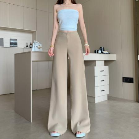 气质阔腿直筒复古老钱风西装裤女春夏新款高级显瘦百搭休闲裤 服裝批發女裝批發服飾貨源