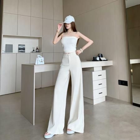 气质阔腿直筒复古老钱风西装裤女春夏新款高级显瘦百搭休闲裤 服裝批發女裝批發服飾貨源