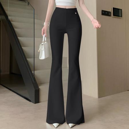 白色微喇西装裤女春夏新款高腰垂感显瘦修身喇叭裤休闲长裤 服裝批發女裝批發服飾貨源