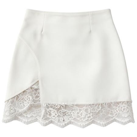 设计感蕾丝拼接A字半身裙女夏季新款高腰修身显瘦包臀短裙 服裝批發女裝批發服飾貨源