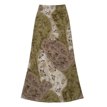 BY15984# 夏季新款中古感晕染印花鱼尾裙半身裙显瘦包臀裙度假风雪纺长裙 服裝批發女裝批發服飾貨源