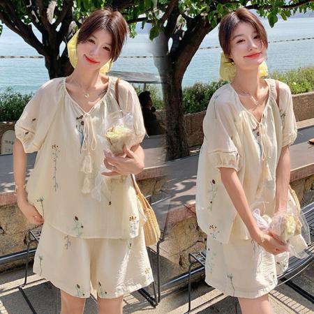 BY16013# 新款大码女装夏装绣花短袖上衣+短裤套装 服裝批發女裝批發服飾貨源