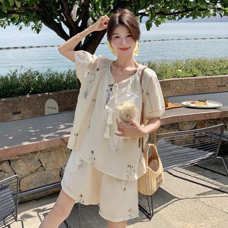 BY16013# 新款大码女装夏装绣花短袖上衣+短裤套装 服裝批發女裝批發服飾貨源