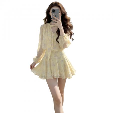 BY16026# 法式一字肩蓝色连衣裙子女装夏季新款巨好看海边度假露肩长裙 服裝批發女裝批發服飾貨源