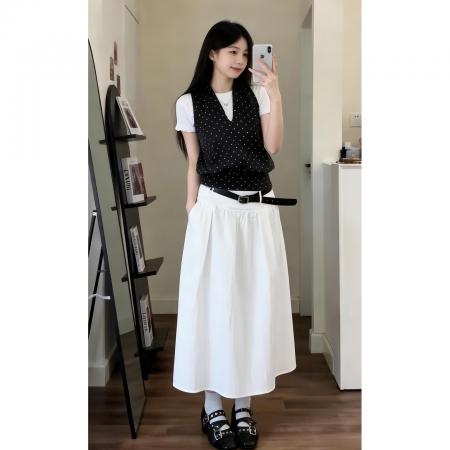 BY16029# 法式白色半身连衣裙子女夏季新款超火独特漂亮早春漂亮套装 服裝批發女裝批發服飾貨源