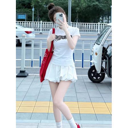 BY16060# 支棉美式辣妹风短袖女夏季设计感上衣 服裝批發女裝批發服飾貨源