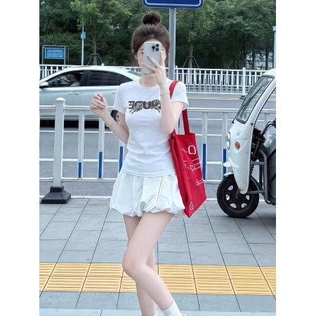 BY16060# 支棉美式辣妹风短袖女夏季设计感上衣 服裝批發女裝批發服飾貨源