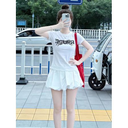 BY16060# 支棉美式辣妹风短袖女夏季设计感上衣 服裝批發女裝批發服飾貨源