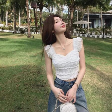 BY16071# 白色蕾丝背心吊带女外穿夏季新款小飞袖绝美内搭露背无袖上衣 服裝批發女裝批發服飾貨源