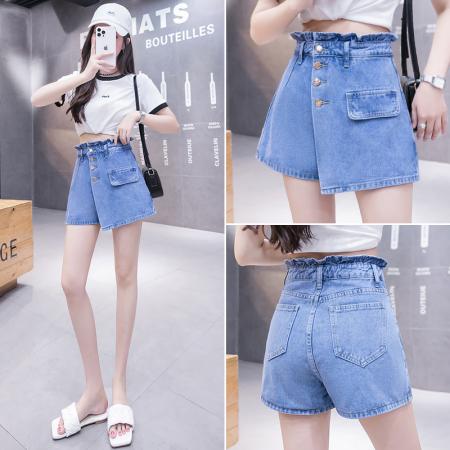 宽松腰牛仔短裤女夏韩版减龄小个子显瘦a字阔腿裤裙热裤 服裝批發女裝批發服飾貨源