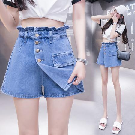 宽松腰牛仔短裤女夏韩版减龄小个子显瘦a字阔腿裤裙热裤 服裝批發女裝批發服飾貨源