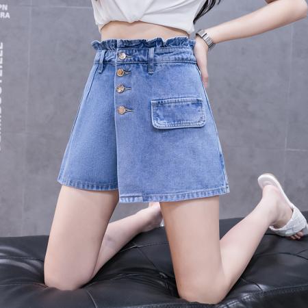 宽松腰牛仔短裤女夏韩版减龄小个子显瘦a字阔腿裤裙热裤 服裝批發女裝批發服飾貨源