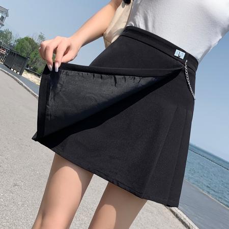 不规则纯色西装裙女夏季韩版百搭高腰a字百褶包臀短裙ins 服裝批發女裝批發服飾貨源