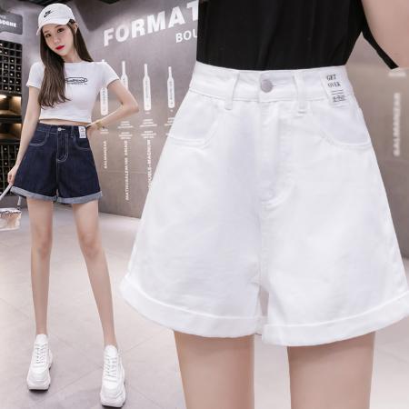 高腰阔腿短裤女夏季原创显瘦仿牛仔宽松宽松a字哈伦热裤 服裝批發女裝批發服飾貨源