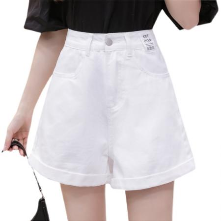 高腰阔腿短裤女夏季原创显瘦仿牛仔宽松宽松a字哈伦热裤 服裝批發女裝批發服飾貨源