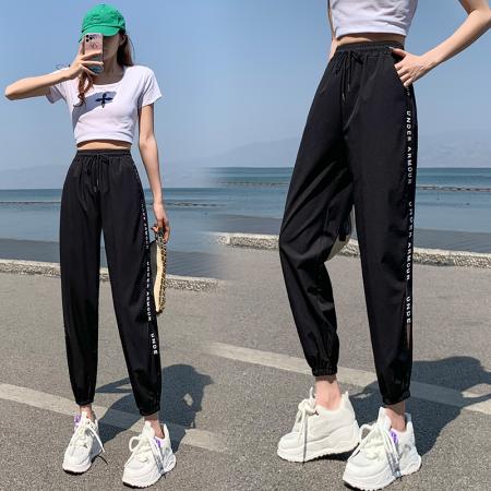 防晒束脚裤女夏季韩版高腰休闲百搭印花速干卫裤运动长裤 服裝批發女裝批發服飾貨源