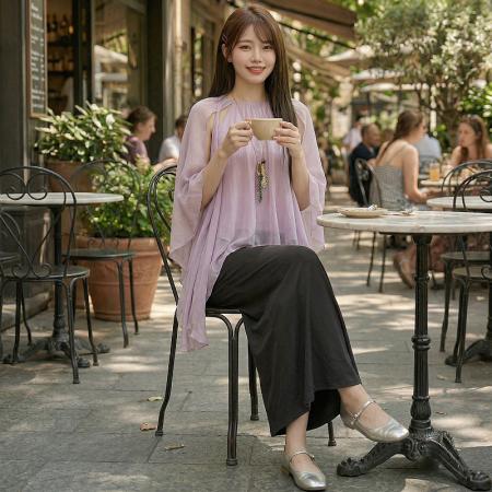 区区欧阳'美神度假裙氛围感具象化si服不规则荷叶边衬衫半裙 服裝批發女裝批發服飾貨源