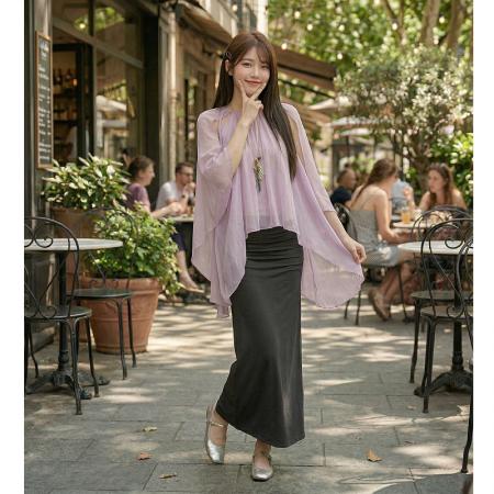 区区欧阳'美神度假裙氛围感具象化si服不规则荷叶边衬衫半裙 服裝批發女裝批發服飾貨源