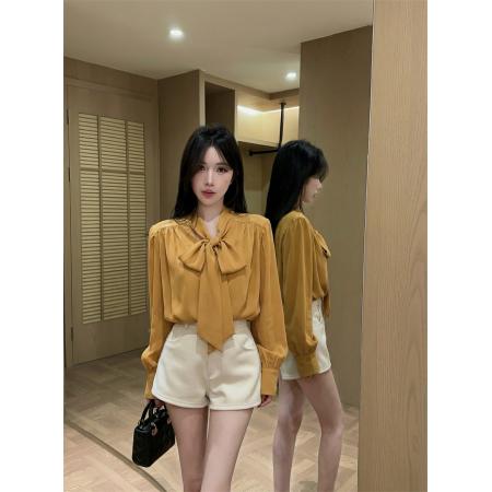夏季新款法式温柔风飘带设计防晒宽松雪纺衫衬衫 服裝批發女裝批發服飾貨源